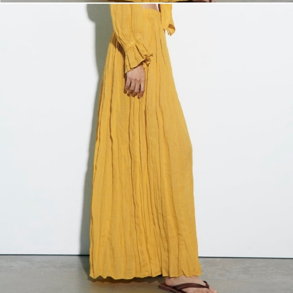 ZARA MAXI BOHO SKIRT YELLOW SIZE XS - Picture 12 of 15